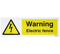 Caledonia Signs 14023G Warning Electric Fence Sign, 300 mm x 100 mm, Rigid Plastic