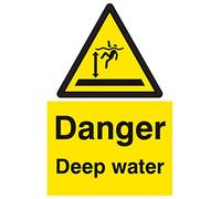 Caledonia Signs 14207E Danger Deep Water Sign, 200 mm x 150 mm, Rigid Plastic