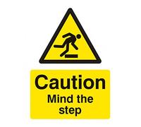 Caledonia Signs 14209K Caution Mind the Step Sign, 400 mm x 300 mm, Rigid Plastic