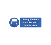 Caledonia Signs 15016P Safety Helmets Must be Worn in this Area Sign, 600 mm x 400 mm, Rigid Plastic