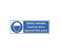 Caledonia Signs 15018K Safety Helmets Must be Worn beyond this Point Sign, 400 mm x 300 mm, Rigid Plastic