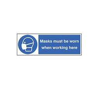 Caledonia Signs 15207E Masks Must be Worn when Working Here Sign, 200 mm x 150 mm, Rigid Plastic