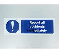 Caledonia Signs 15214M Report all Accidents immediately Sign, 600 mm x 200 mm, Rigid Plastic