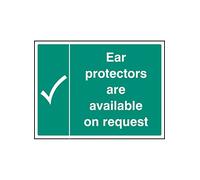 Caledonia Signs 15225K Ear Protectors are Available on Request Sign, 400 mm x 300 mm, Rigid Plastic