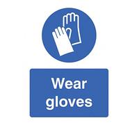 Caledonia Signs 15236E Wear Gloves Sign, 200 mm x 150 mm, Rigid Plastic