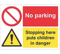 Caledonia Signs 15472Q Sign, No Parking Stopping Here Puts Children In Danger