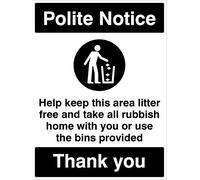 Caledonia Signs 15492K Help keep this area litter free Please take all rubbish home with you or use the bins provided Rigid PVC Safety Sign, 300.0 mm*400.0 mm*1.0 mm