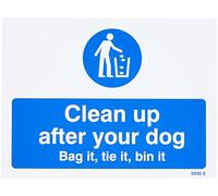 Caledonia Signs 15500E "Clean up After Your Dog Bag it, Tie it, Bin it" Sign, Rigid Plastic, 200 mm x 150 mm