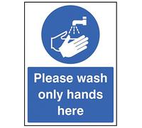 Caledonia Signs 15602E "Please Wash Only Hands Here" Sign, Rigid Plastic, 200 mm x 150 mm