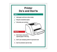 Caledonia Signs 15630H "Printer Do's & Don'ts" Sign, Rigid Plastic, 300 mm x 250 mm