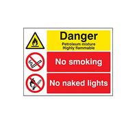 Caledonia Signs 16203K "Petroleum Mixture No Smoking No Naked Light" Sign, Rigid Plastic, 400 mm x 300 mm