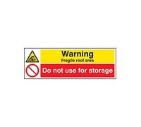 Caledonia Signs 16232P "Warning Fragile Roof Area Do Not Use for Storage" Sign, Rigid Plastic, 600 mm x 400 mm