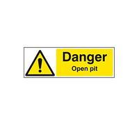 Caledonia Signs 16503M "Danger Open Pit" Sign, Rigid Plastic, 600 mm x 200 mm