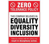 Caledonia Signs 17118Q Zero tolerance - equality, diversity, inclusion
