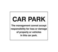 Caledonia Signs 17592Q "Car Park Disclaimer" Sign, Rigid Plastic, 600 mm x 450 mm