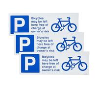 Caledonia Signs 17695G Cycles May Be Left Here Free of Charge at Owners Risk Sign, Rigid Plastic, 300 mm x 100 mm (Pack of 3)