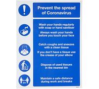 Caledonia Signs 18453K Prevent the spread of coronavirus sign - wash hands, use tissues, use bin, maintain 2M social distancing