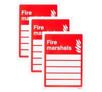 Caledonia Signs 21062E Fire Marshals (Space for 5 People) Sign, Self Adhesive Vinyl, 200 mm x 150 mm,White (Pack of 3)