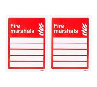 Caledonia Signs 21062E Fire Marshals (Space for 5 People) Sign, Self Adhesive Vinyl, 200 mm x 150 mm,White (Pack of 2)