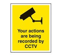 Caledonia Signs 21740K Your Actions are Being Recorded by CCTV Sign, Self Adhesive Vinyl, 400 mm x 300 mm