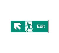 Caledonia Signs 22009L Exit-Up and Left Sign, Self Adhesive Vinyl, 450 mm x 150 mm