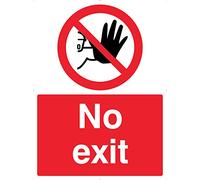 Caledonia Signs 23215K No Exit Sign, Self Adhesive Vinyl, 400 mm x 300 mm