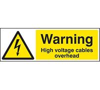 Caledonia Signs 24007G Warning High Voltage Cables Overhead Sign, Self Adhesive Vinyl, 300 mm x 100 mm