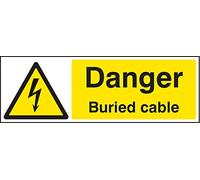 Caledonia Signs 24020G Danger Buried Cable Sign, Self Adhesive Vinyl, 300 mm x 100 mm