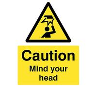 Caledonia Signs 24216K Caution Mind Your Head Sign, Self Adhesive Vinyl, 400 mm x 300 mm