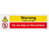 Caledonia Signs 24299G Danger Fragile Roof Light Do Not Step on This Surface Sign, Self Adhesive Vinyl, 300 mm x 100 mm