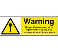 Caledonia Signs 24441G Caution Misuse of Compressed Air Is Highly Dangerous Sign, Self Adhesive Vinyl, 300 mm x 100 mm