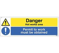 Caledonia Signs 24560M Sign, Danger Hot Works, Permit To Work Must Be Obtained