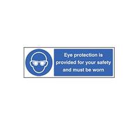 Caledonia Signs 25002K Eye Protection Provided for Your Safety and Must be Worn Sign, Self Adhesive Vinyl, 400 mm x 300 mm