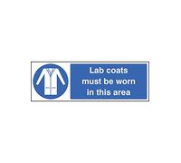 Caledonia Signs 25231G Lab Coats Must be Worn in this Area Sign, Self Adhesive Vinyl, 300 mm x 100 mm
