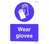 Caledonia Signs 25236E Wear Gloves Sign, Self Adhesive Vinyl, 200 mm x 150 mm