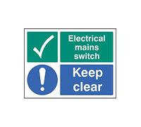 Caledonia Signs 26034K Electrical Mains Switch Keep Clear Sign, Self Adhesive Vinyl, 400 mm x 300 mm