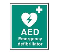 Caledonia Signs 26053H "AED Emergency Defibrillator" Sign, Self Adhesive Vinyl, 300 mm x 250 mm