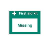 Caledonia Signs 26076K "First Aid Kit Missing" Sign, Self Adhesive Vinyl, 400 mm x 300 mm