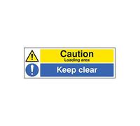 Caledonia Signs 26222M "Caution Loading Area Keep Clear" Sign, Self Adhesive Vinyl, 600 mm x 200 mm