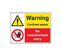 Caledonia Signs 26265H "Warning Confined Space No Unauthorised Entry" Sign, Self Adhesive Vinyl, 300 mm x 250 mm