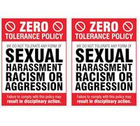 Caledonia Signs 27116K Zero tolerance - harassment, racism, aggression (Pack of 2)