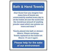 Caledonia Signs 27626A "Bath & Hand Towels" Sign, Self Adhesive Vinyl, 100 mm x 75 mm