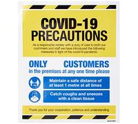 Caledonia Signs 28423/1M/H COVID 19 Precautions - Shop window sign - yellow (1 metre social distancing) Self Adhesive Vinyl Sticker (250x300mm)