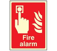 Caledonia Signs 31010E "Fire Alarm" Sign, Photo luminescent Rigid, 200 mm x 150 mm