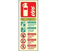 Caledonia Signs 31231S "Wet Chemical Fire Extinguisher Identification" Sign, Photo luminescent Rigid, 75 mm x 200 mm