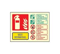 Caledonia Signs 31236D "Wet Chemical Extinguisher Identification" Sign, Photo luminescent Rigid, 150 mm x 100 mm