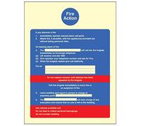 Caledonia Signs 31401E "Fire Action, Photo" Sign, Photo luminescent Rigid, 200 mm x 150 mm