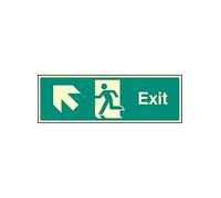 Caledonia Signs 32009G "ExIt, Up And Left" Sign, Photo luminescent Rigid, 300 mm x 100 mm