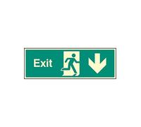 Caledonia Signs 32016G "ExIt, Down" Sign, Photo luminescent Rigid, 300 mm x 100 mm
