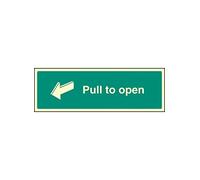 Caledonia Signs 32048G "Pull To Open" Sign, Photo luminescent Rigid, 300 mm x 100 mm